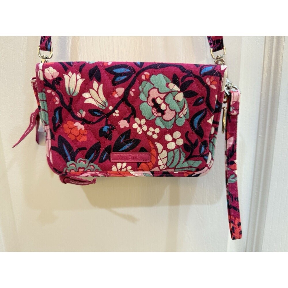 Vera Bradley Bloom Berry Crossbody Bag Purse Floral Mini Pink 3 in 1